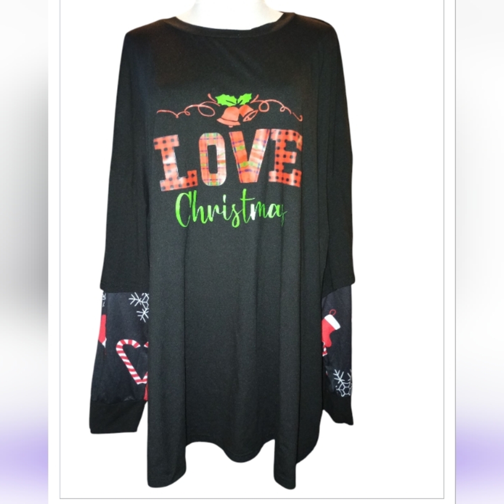 SHEIN Black Christmas Love Long Sleeve Tee